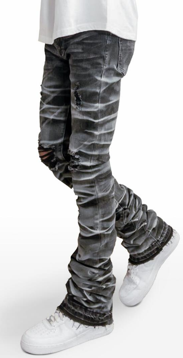 Rockstar Sniper Dark Grey Super Stacked Flare Jean – DR STYLZ