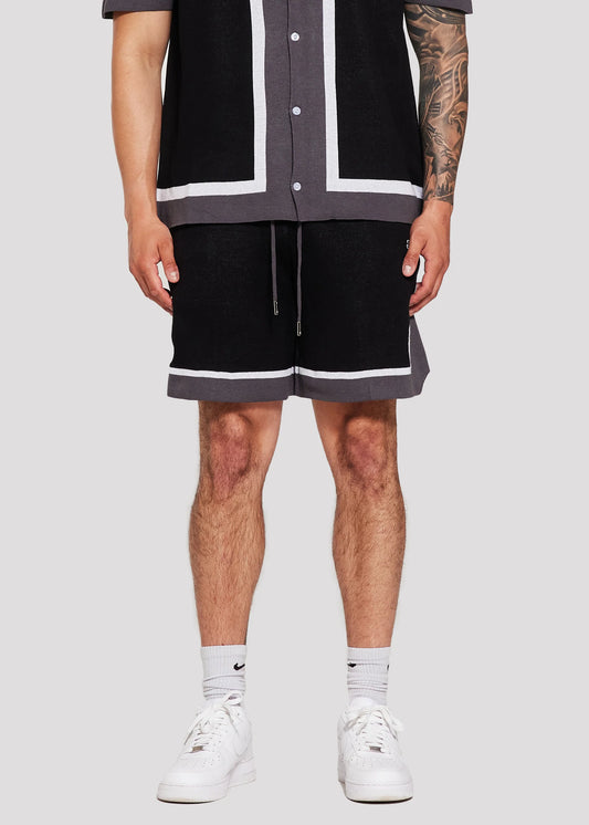 Memory Lane All Team Sweater Knit Shorts Black