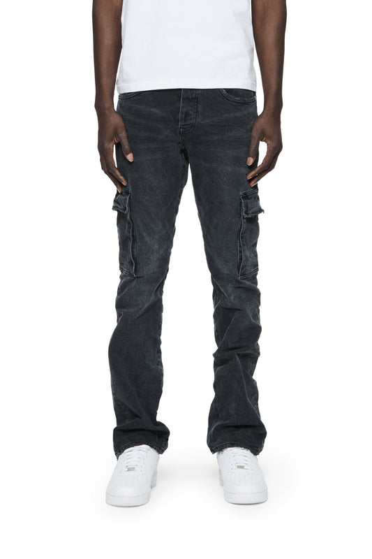 Purple Brand Black Wash Cargo Flare