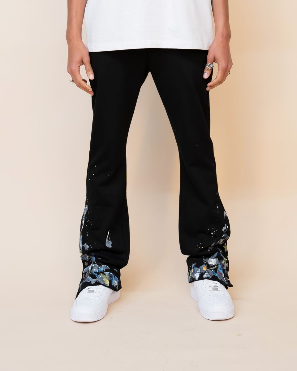 EPTM Paint Snap Flared Pants Black