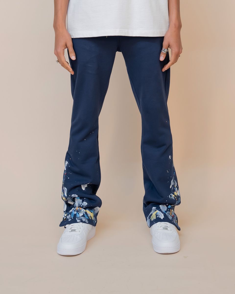 EPTM Paint Snap Flared Pants Navy