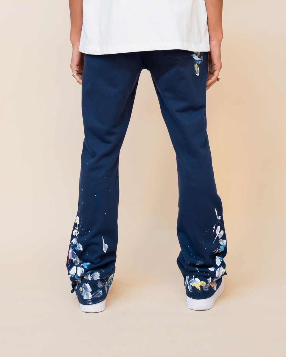 EPTM Paint Snap Flared Pants Navy