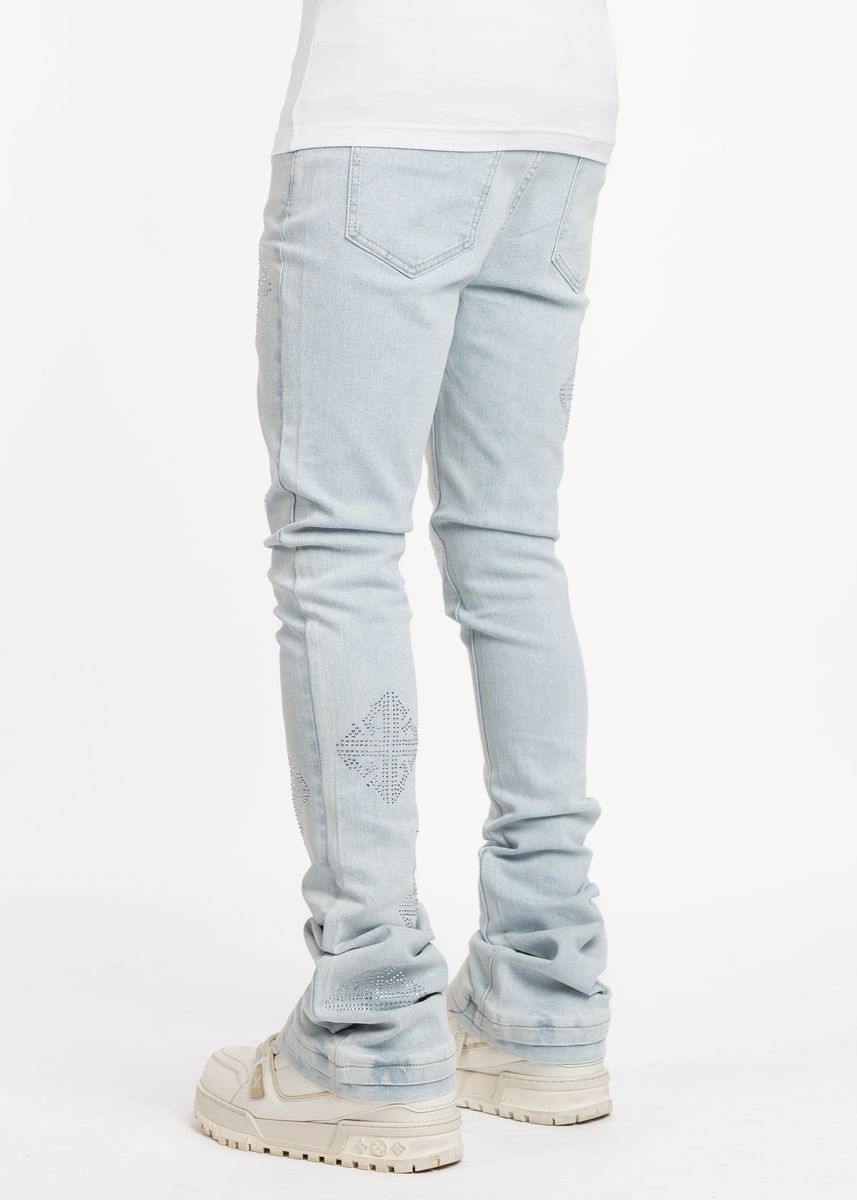 Guapi Aqua Blue Icon Embellished Denim