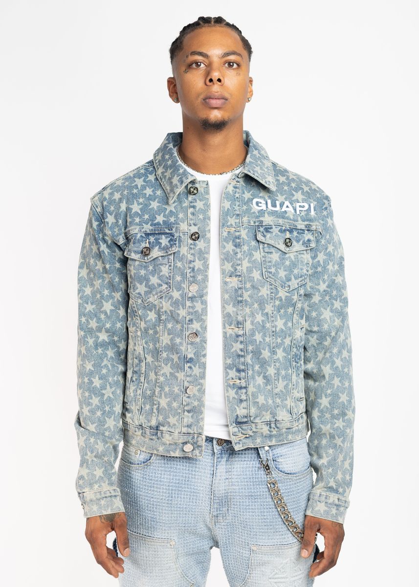 Guapi Vintage Blue Stars Denim Jacket