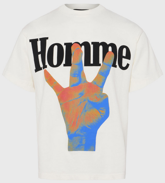 Homme Femme Twisted Fingers Tee Cream With Infrared