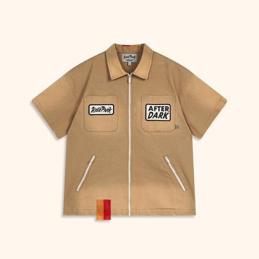 You Aren't Invited Mechanic Work Shirt - Khaki