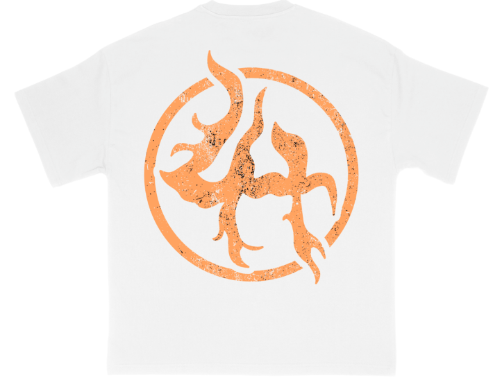 Lost Hills Flaming Orange Skull White Tee