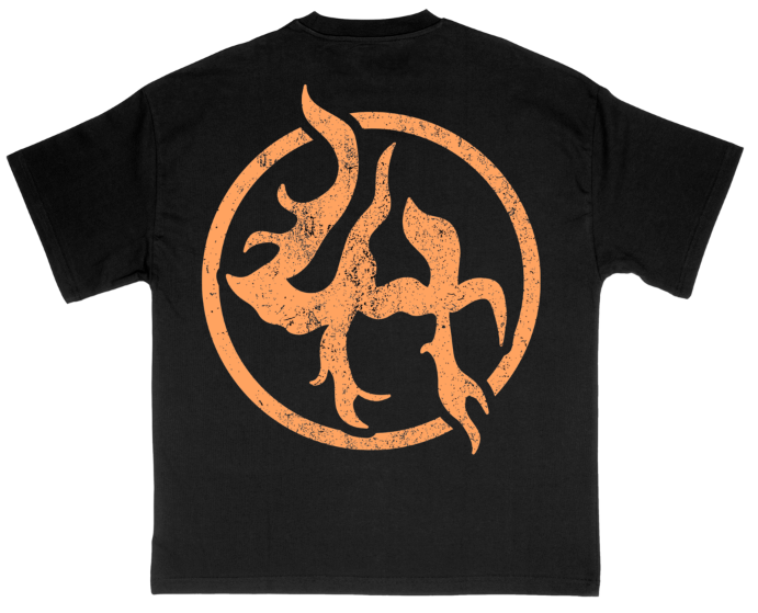 Lost Hills Flaming Orange Skull Black Tee