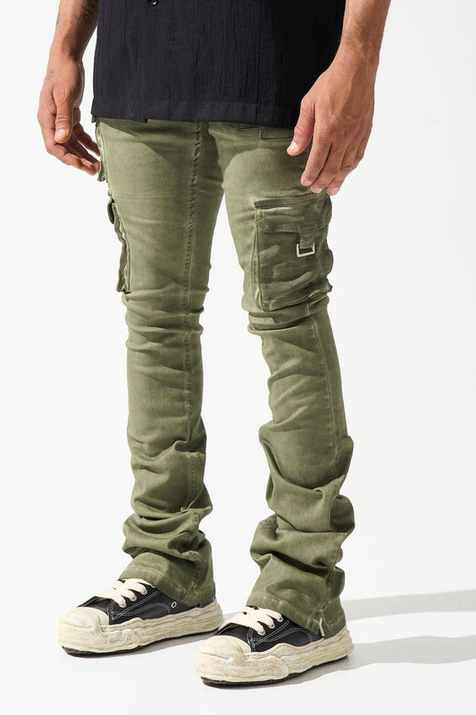 Serenede ''Oil'' Cargo Stacked Jeans