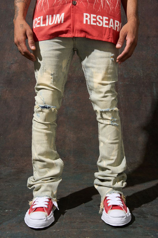 Serenede Sulfur Stacked Jeans