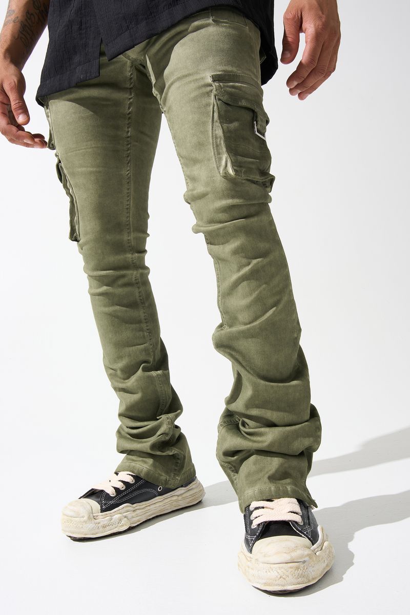 Serenede ''Oil'' Cargo Stacked Jeans