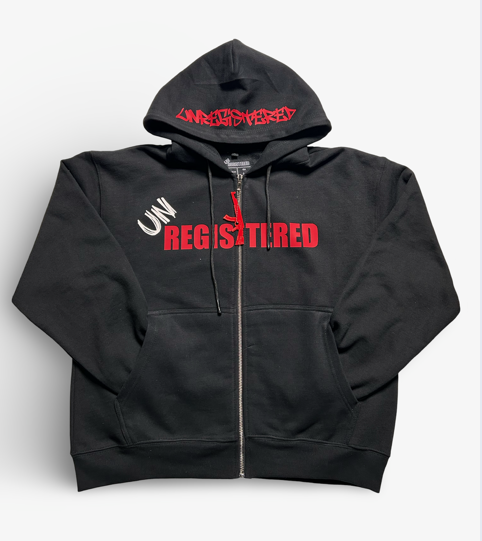 Unregistered Hoodie Black Red