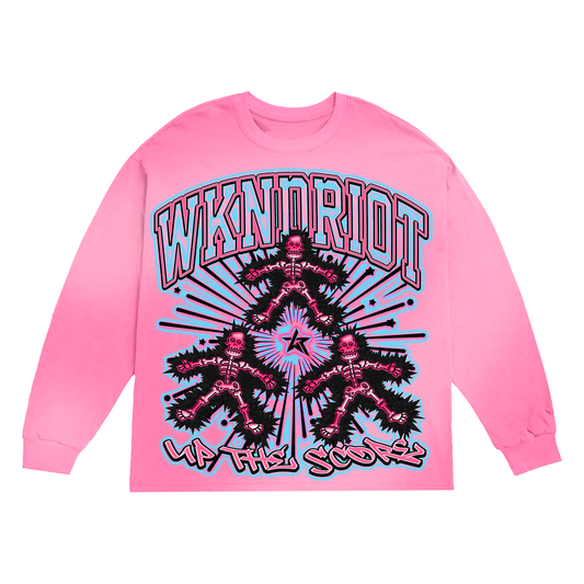 Wknd Riot Up The Score LS Tee Pink