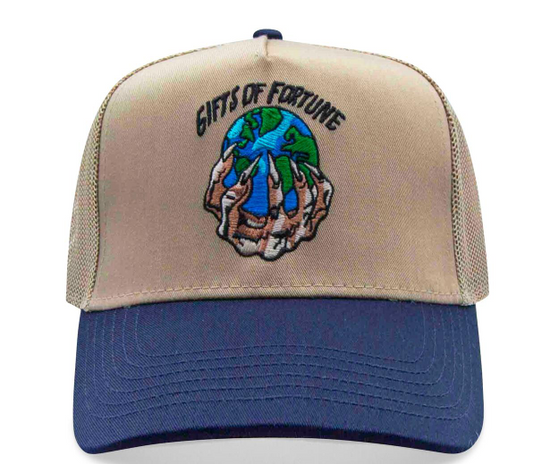 Gift Of Fortune The World is Yours Trucker Tan/Navy