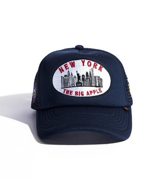 Reference Hat Skyline NY Trucker Navy