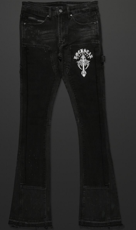 Rockstar Taime Black Stacked Flare Jean