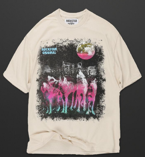 Rockstar Wolfen Beige Graphic Tee